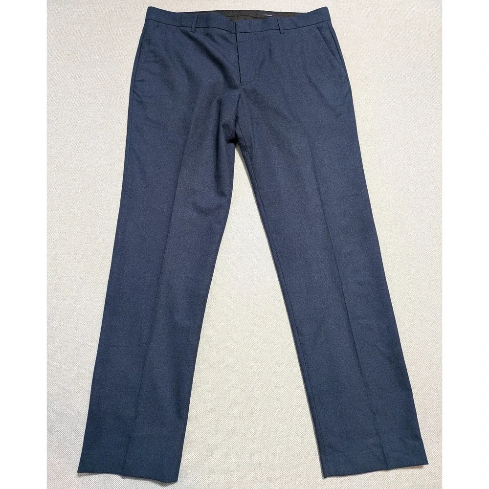 J.CREW Thompson Men's 36x32 Navy Blue Flex The Wool Slim Fit Dress Pants Office